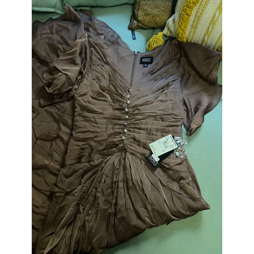 Women's Adrianna Papell Brown Ruched Maxi Dress Size 8 - Picture 5 of 6